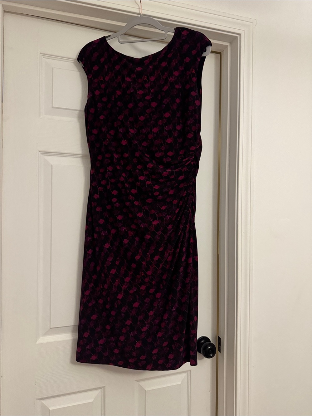 Lauren Ralph Lauren Black Midi Dress with Deep Pink Pattern